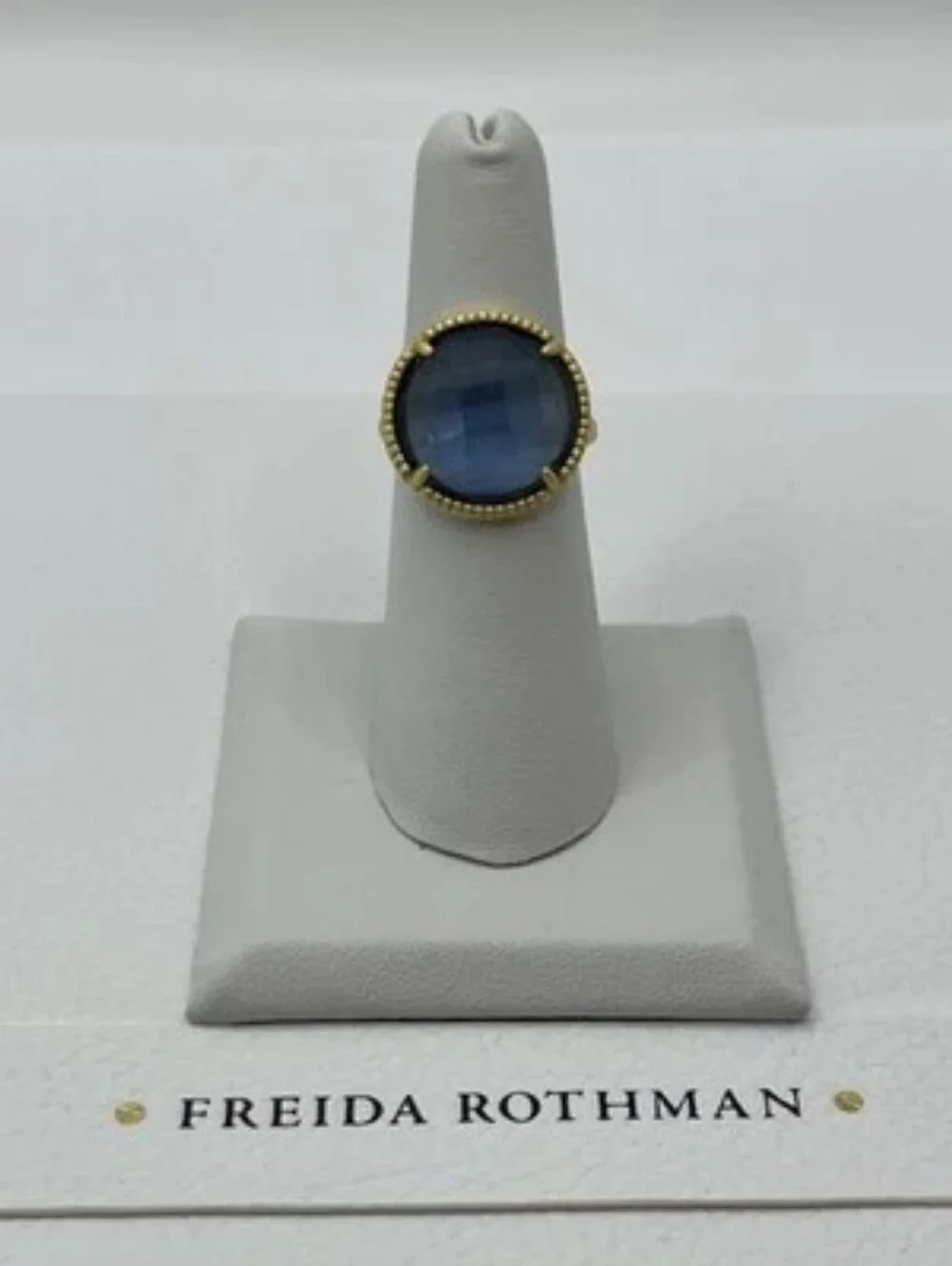 Freida Rothman Faceted Blue Stone Statement Ring - Picture 1 of 3